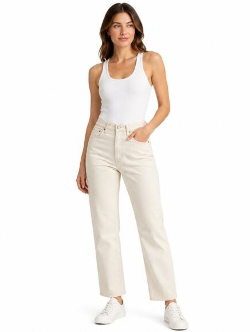 Buck Mason Straight Leg Jeans in Cream